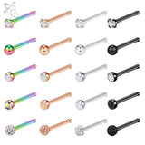 20pcs Colored Nose Stud Set 3MM CZ Crystal Nose Piercings 20g Bioflex Jewelry