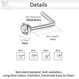 20pcs Colored CZ Crystal Nose Stud Set 20g Stainless Steel Nostril Piercings