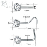 Stainless Steel Nose Stud Set CZ Crystal Nose Piercings 20g