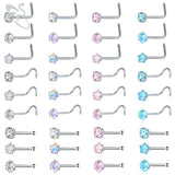 Stainless Steel Nose Stud Set CZ Crystal Nose Piercings 20g