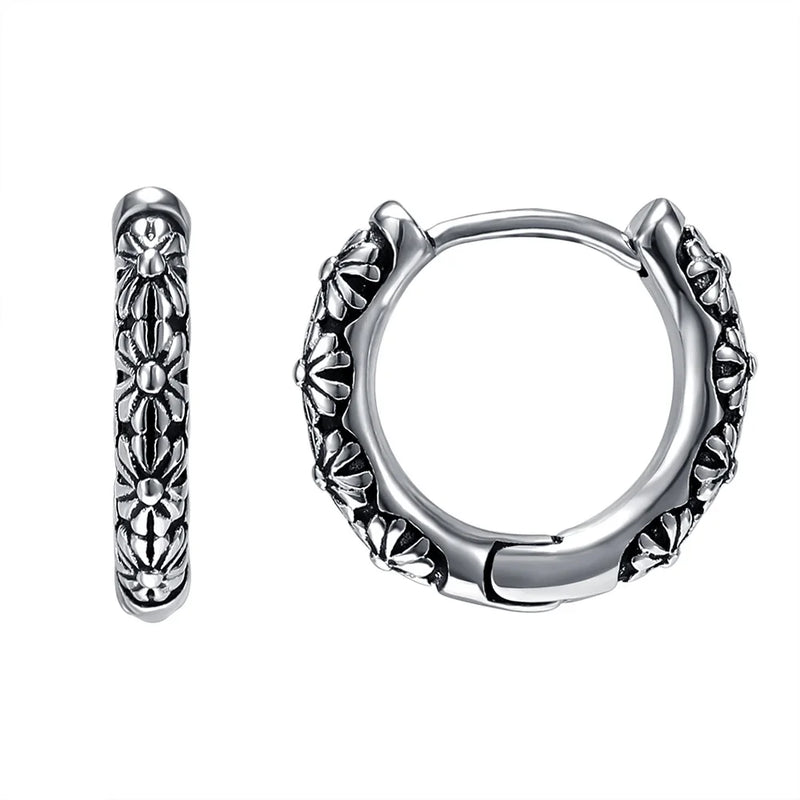 ZS 316L Stainless Steel Punk Hoop Earrings for Men Gothic Ear Rounds