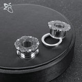 Stainless Steel Ear Plug&Tunnel Crystal Ear Flesh Expander