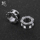 Stainless Steel Ear Plug&Tunnel Crystal Ear Flesh Expander