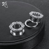 Stainless Steel Ear Plug&Tunnel Crystal Ear Flesh Expander