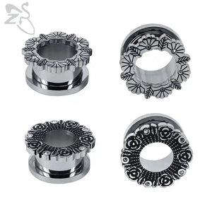 Stainless Steel Ear Plug&Tunnel Crystal Ear Flesh Expander