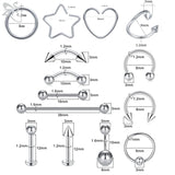Body Piercing Tool Kit 14G-20G Stainless Steel Ear Nose Belly Butto