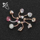 Heart Crystal Belly Button Ring Lot