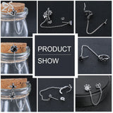 Double Cross Punk Chain Tassel Stud Earrings Men Gothic Rock Piercing Jewelry