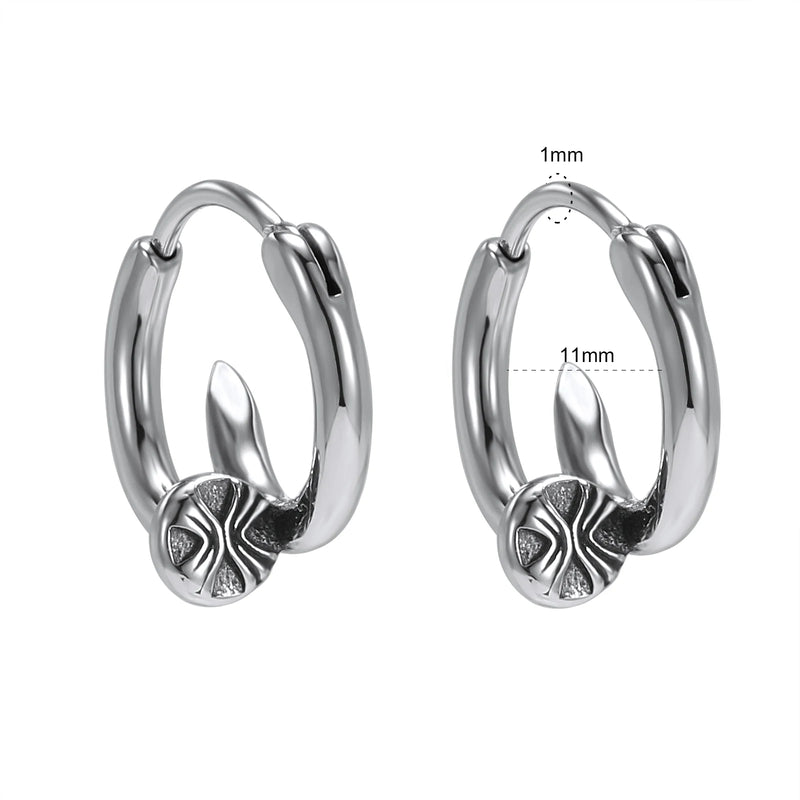 Gothic Skull Hoop Earring Vintage Round Men Punk Jewelry Snake Head