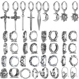 Moon Sun Hoop Earring Gothic Skull Earring Stainless Steel
