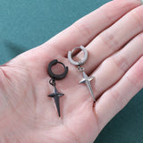Punk Cross Drop Earrings Stainless Steel Hoop Dangle Gothic Hip Hop Circle