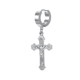 Punk Cross Drop Earrings Stainless Steel Hoop Dangle Gothic Hip Hop Circle