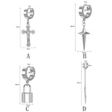 Punk Cross Drop Earrings Stainless Steel Hoop Dangle Gothic Hip Hop Circle