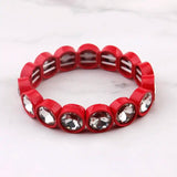 Rainbow Glass Crystal Bracelet Bangle with Alloy Frame