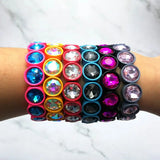 Rainbow Glass Crystal Bracelet Bangle with Alloy Frame