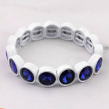 Rainbow Glass Crystal Bracelet Bangle with Alloy Frame