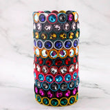 Rainbow Glass Crystal Bracelet Bangle with Alloy Frame
