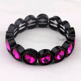 Rainbow Glass Crystal Bracelet Bangle with Alloy Frame