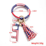 Acrylic Door Opener Wristlet Keychain PU Leather O Keyring Tassel Circle Key