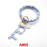 Acrylic Door Opener Wristlet Keychain PU Leather O Keyring Tassel Circle Key