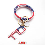 Acrylic Door Opener Wristlet Keychain PU Leather O Keyring Tassel Circle Key