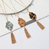 Leopard Morocco Tassel Earrings Necklace Set