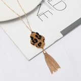 Leopard Morocco Tassel Earrings Necklace Set