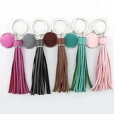 Colorful Monogram Pompom Keychain Bag Charms Tassel Key Ring Enamel Jewelry