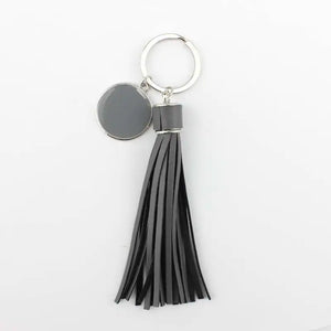Colorful Monogram Pompom Keychain Bag Charms Tassel Key Ring Enamel Jewelry