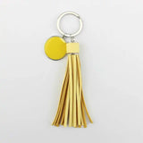 Colorful Monogram Pompom Keychain Bag Charms Tassel Key Ring Enamel Jewelry