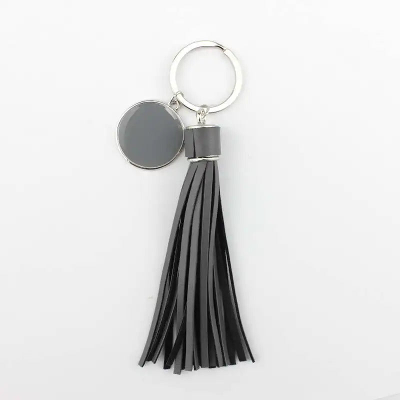 Colorful Monogram Pompom Keychain Bag Charms Tassel Key Ring Enamel Jewelry