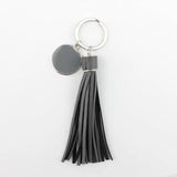 Colorful Monogram Pompom Keychain Bag Charms Tassel Key Ring Enamel Jewelry