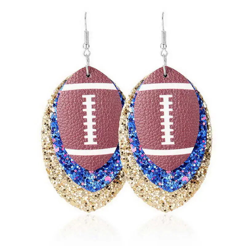Football Leather Spirit Earrings Glitter Christmas Earrings