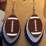 Football Leather Spirit Earrings Glitter Christmas Earrings