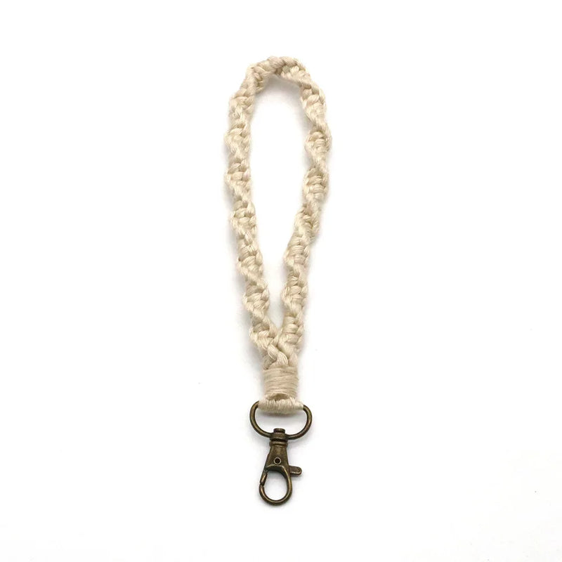 Macrame Wristlet Keychain Mom Bag Cotton Key Ring