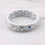 Rainbow Glass Crystal Bangle Geometric Square Frame Bracelet