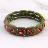 Rainbow Glass Crystal Bangle Geometric Square Frame Bracelet