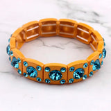 Rainbow Glass Crystal Bangle Geometric Square Frame Bracelet