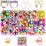 300pcs Heart Fruit Flower Smiley Beads Polymer Clay DIY Bracelet Accessories