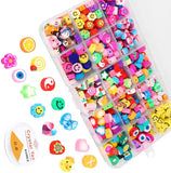 300pcs Heart Fruit Flower Smiley Beads Polymer Clay DIY Bracelet Accessories