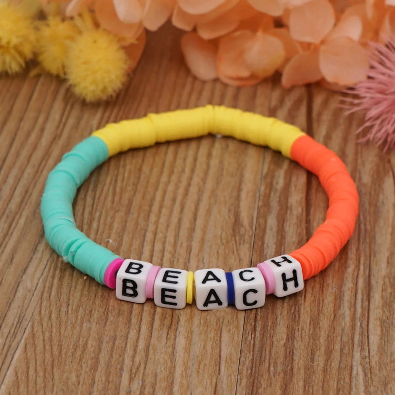 Colorful Acrylic Letter Beaded Bracelets Set for Women