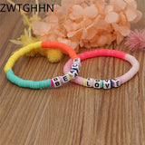 Colorful Acrylic Letter Beaded Bracelets Set for Women