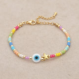 Colorful Beaded Bracelet MultiColor Glass Seed Beads Bohemian Stretch Bangle