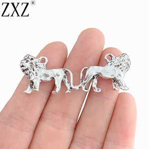 10pcs Antique Silver 3D Lion Charms Pendants for Jewelry Making 19x29mm