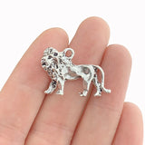 10pcs Antique Silver 3D Lion Charms Pendants for Jewelry Making 19x29mm
