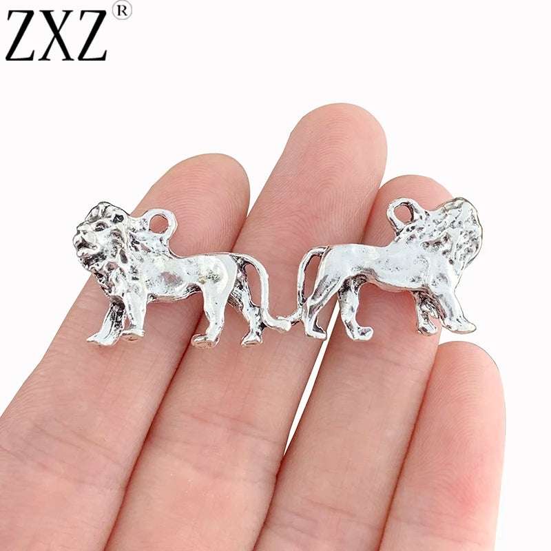 10pcs Antique Silver 3D Lion Charms Pendants for Jewelry Making 19x29mm