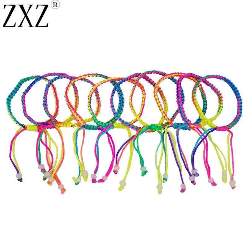 10pcs Colourful Braided Cord Friendship Bracelets Ankle Jewelry