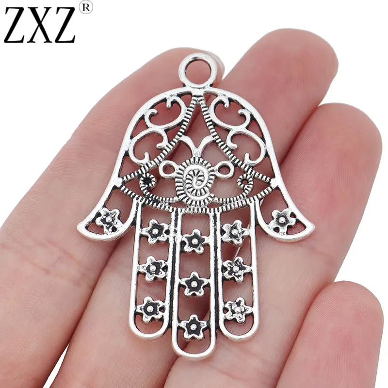 10pcs Hamsa Hand Charms Pendants for Necklace Making 53x40mm