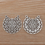 10pcs Hollow Sri Yantra Meditation Charms Pendants for Necklace Making 35x35mm