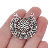 10pcs Hollow Sri Yantra Meditation Charms Pendants for Necklace Making 35x35mm